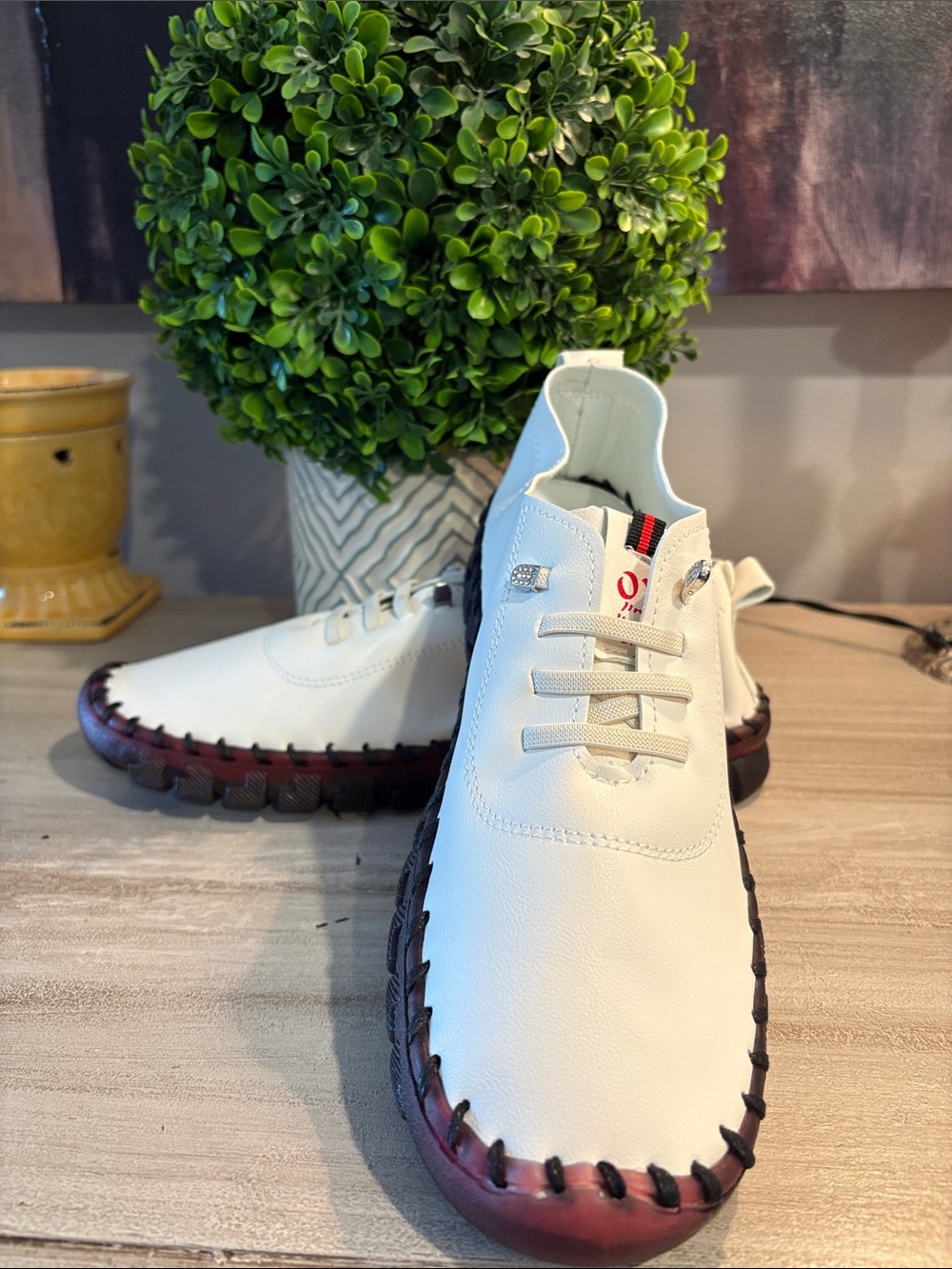 White Slip-On  Sneakers, European.